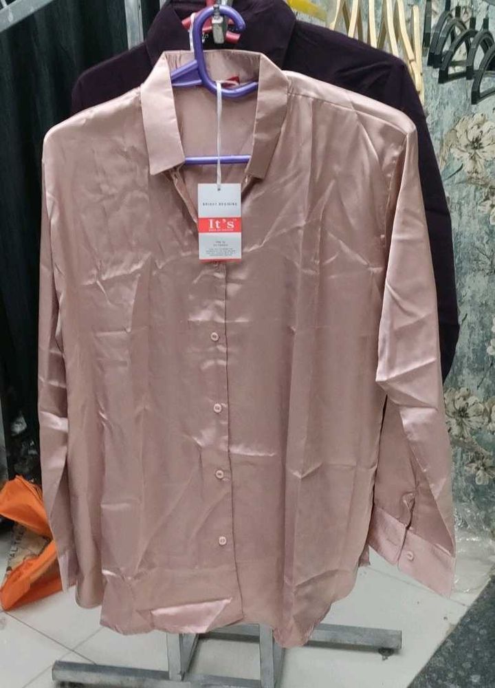 Elegant Pink Satin Shirt