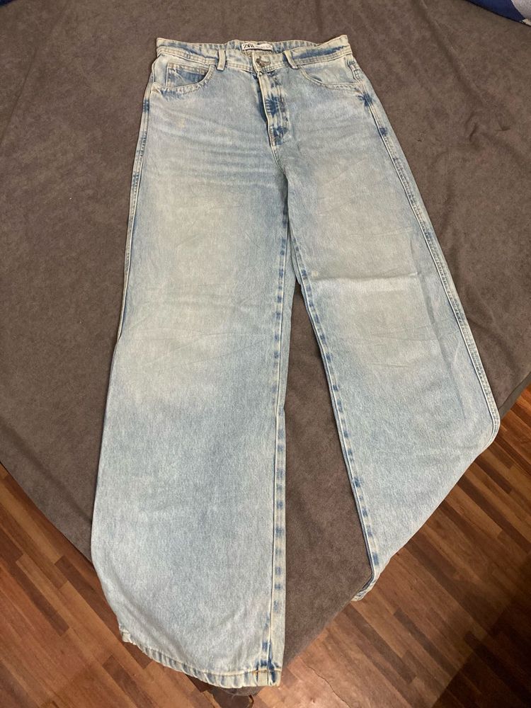 ZARA Light Wash Wide Leg Jeans