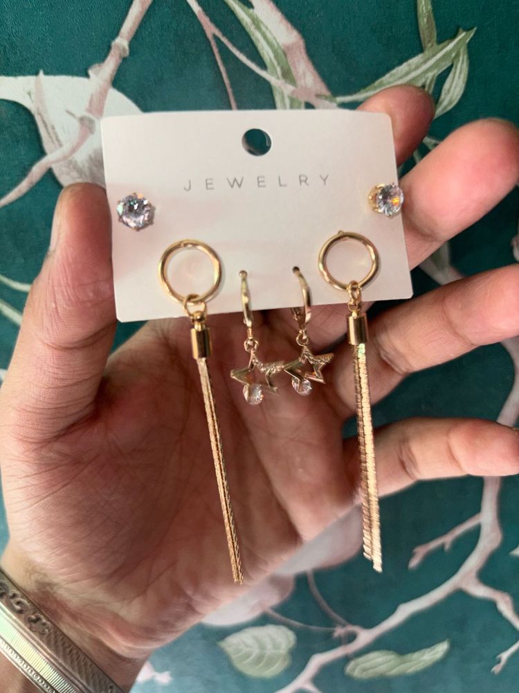 American Diamond &amp; Anti Tarnished Earrings Set