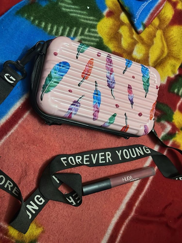 Feather Print Crossbody Bag