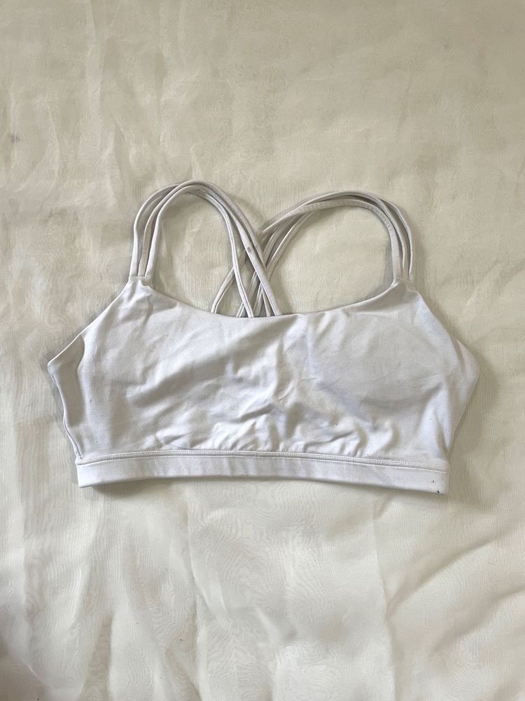 White Sports Bra with Strappy Back