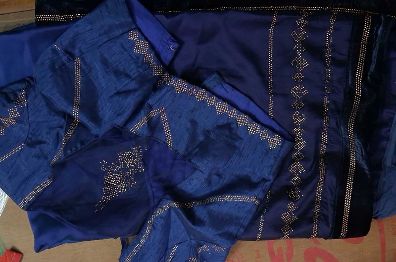 Royal Blue Embellished Saree