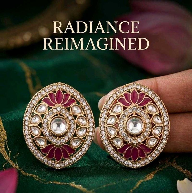 Elegant Kundan Stud Earrings