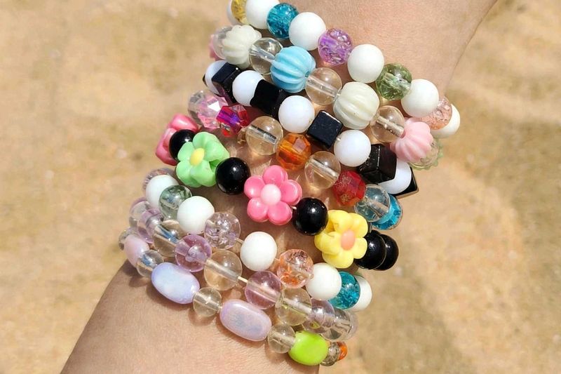 Stack of Colorful Beaded Bracelets