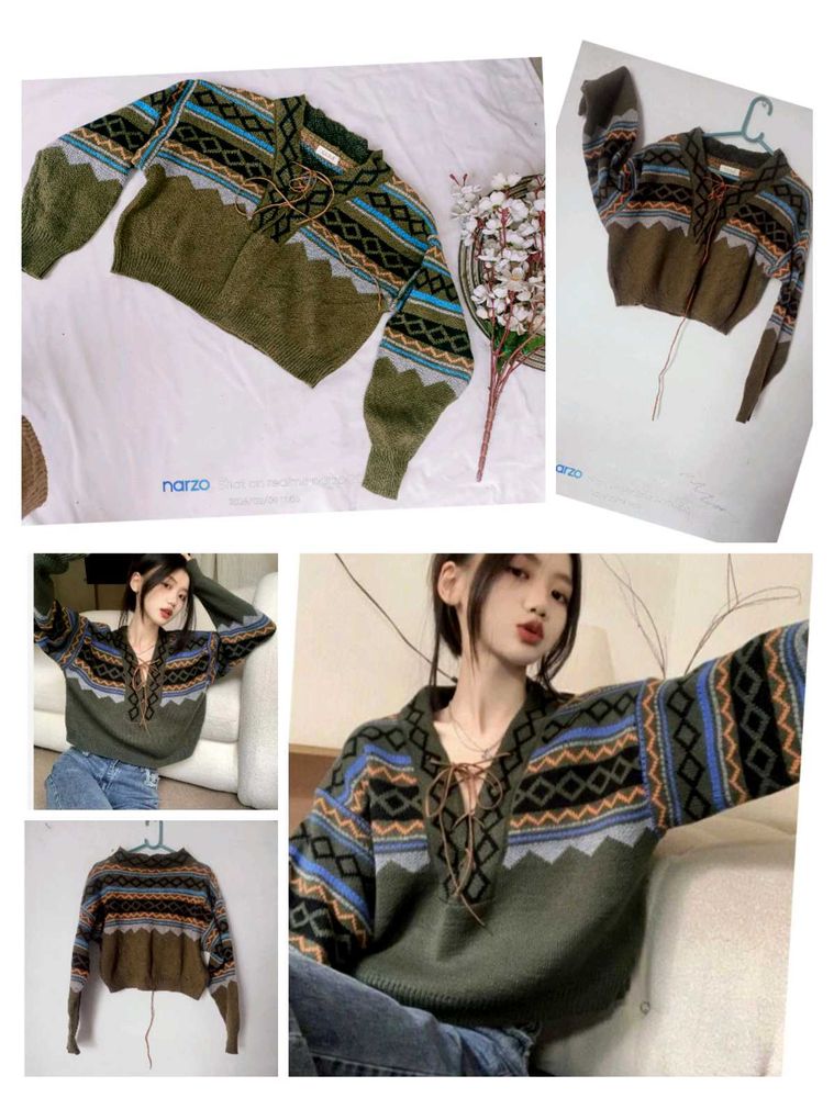Stylish Patterned Knit Sweater