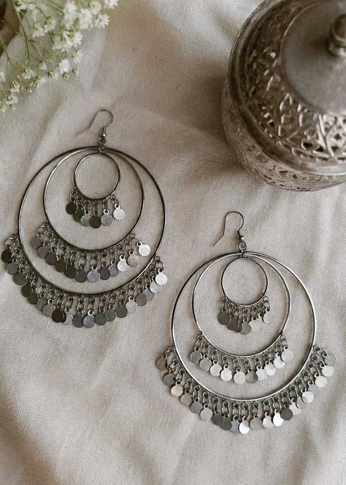Boho Hoop Earrings with Coin Charms