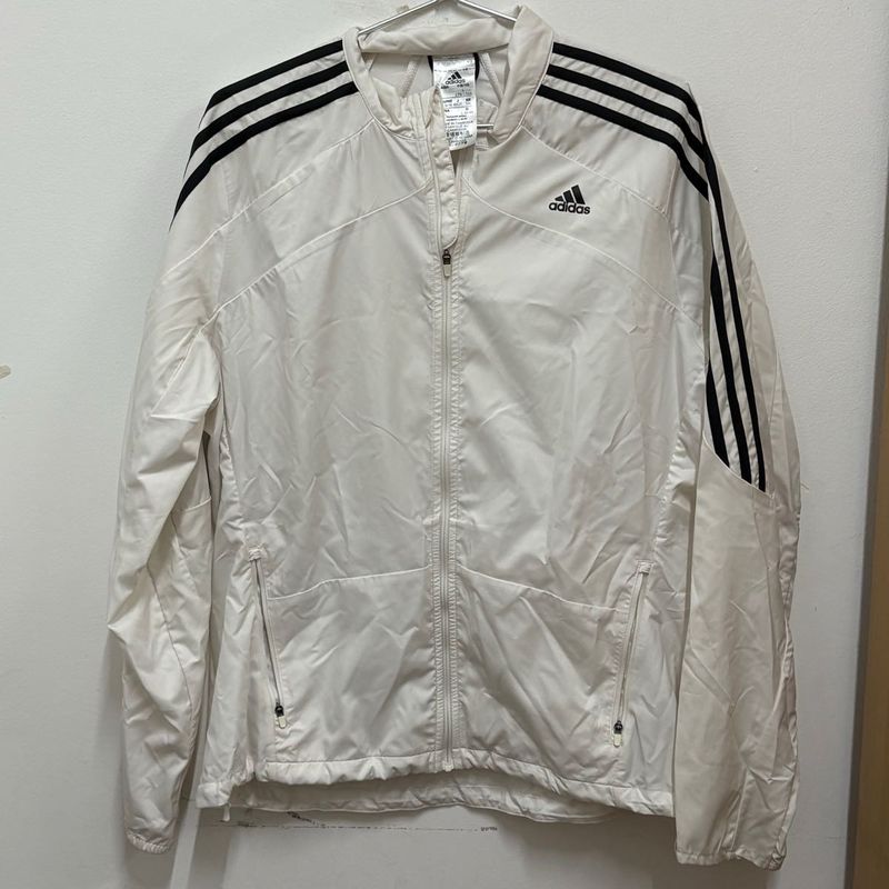 Adidas Unisex White Three Stripe Jacket