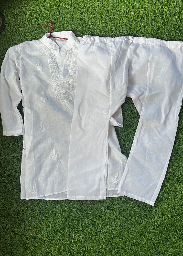 unisex white kurta set 4-7 years