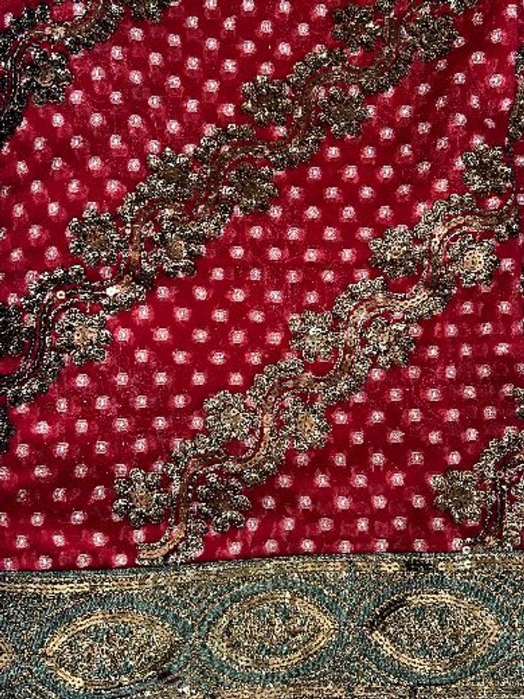 Elegant Red Embellished Saree