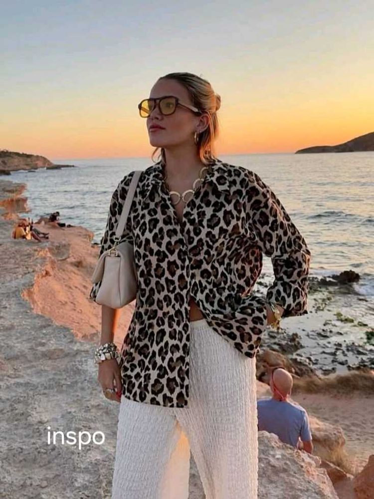 Leopard Print Button-Up Shirt