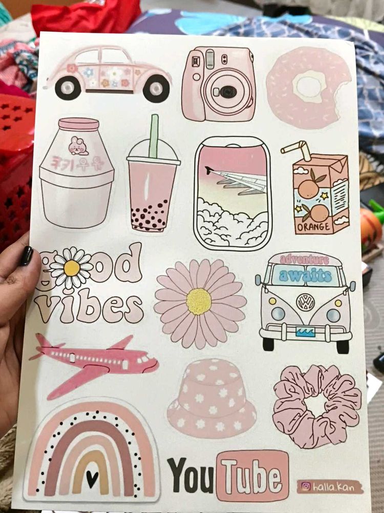Pink Aesthetic Sticker Sheet