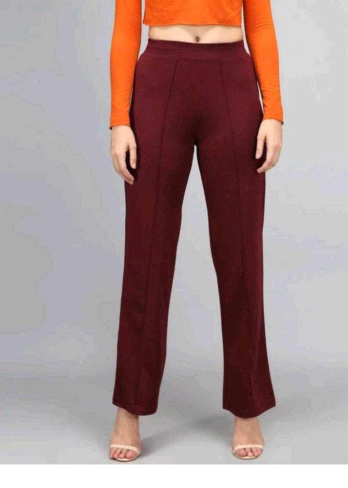 Maroon High Waist Palazzo Pants