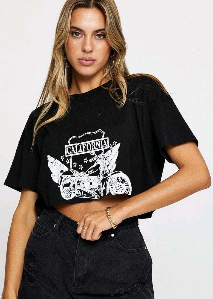 Shein Graphic Print Cropped T-Shirt