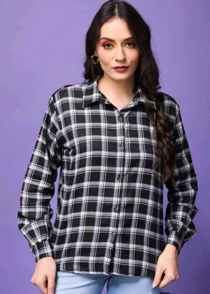 Women's Casual Black &amp; White Check Shirt