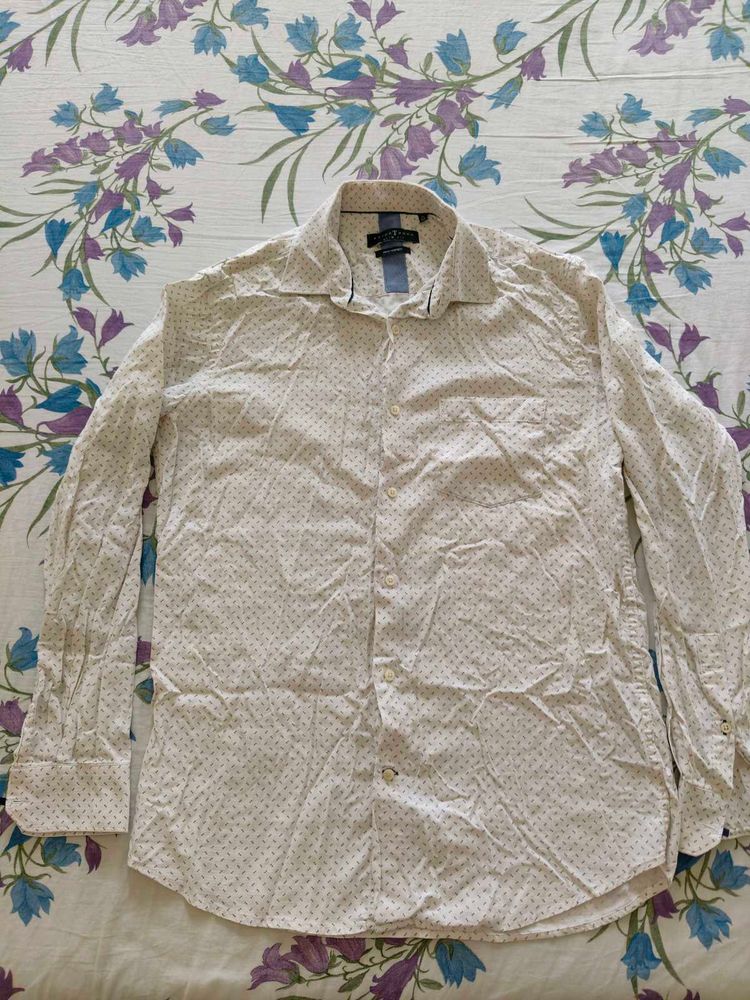 Men Dotted White Shirt