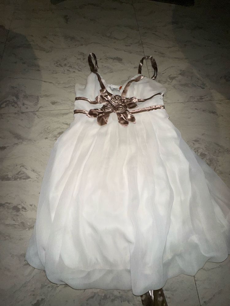 White Party Dress with Bow Detail