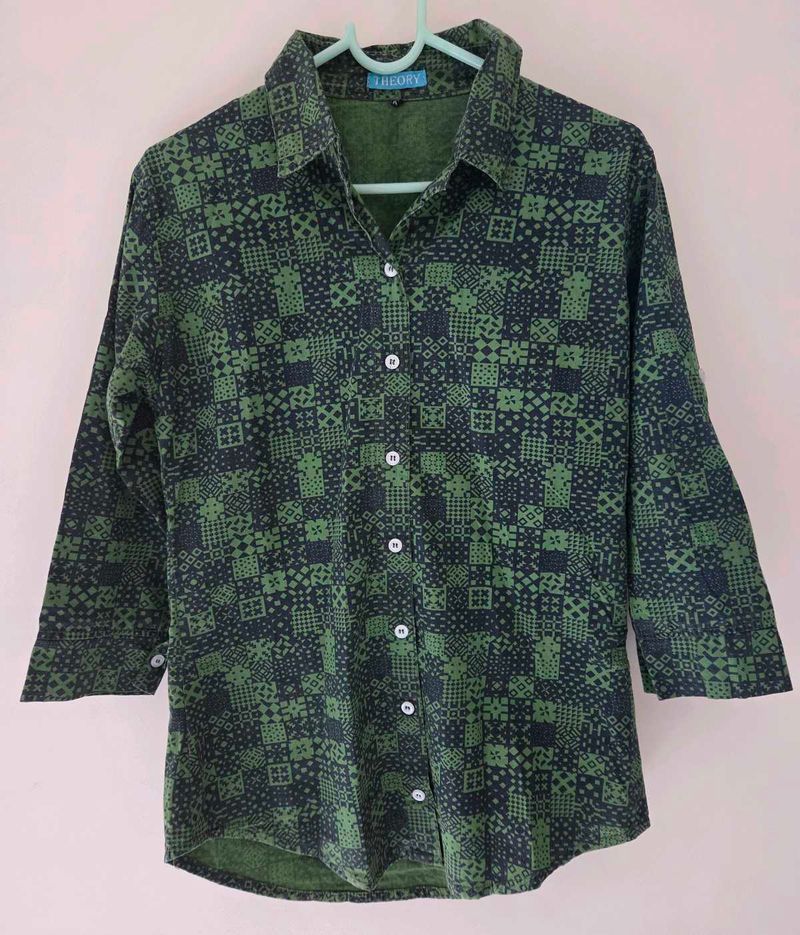Unique Geometric Print Button-Up Shirt