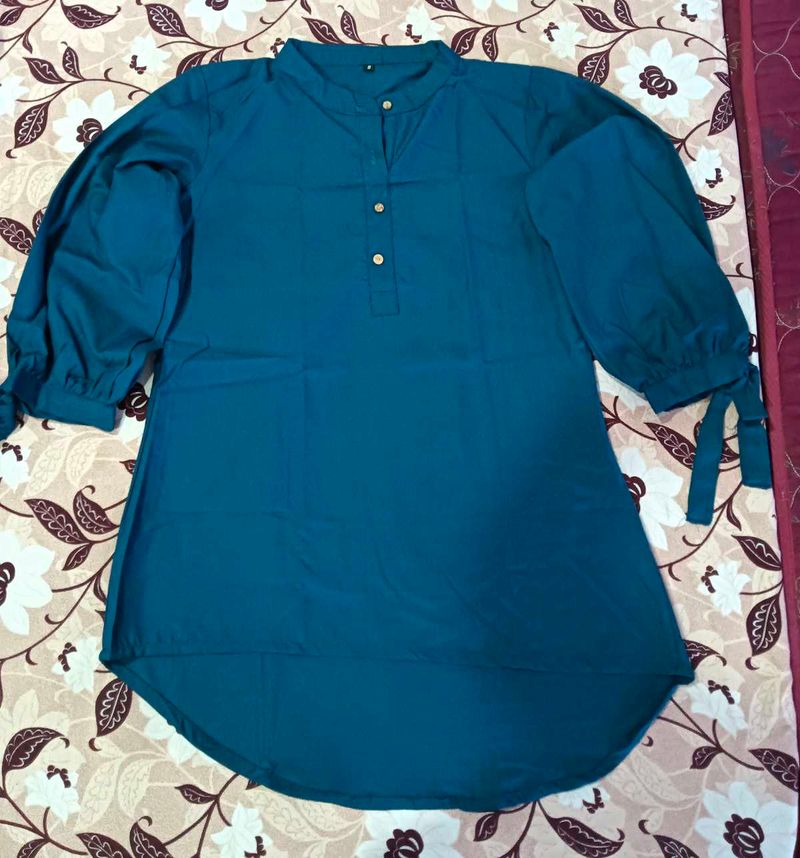 Elegant Teal Kurta with Balloon Sleeves