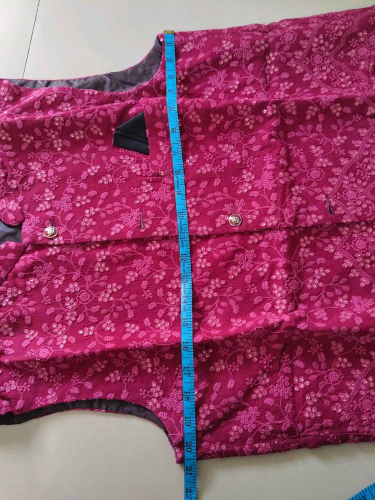 Elegant Pink Embroidered koti and kurta set