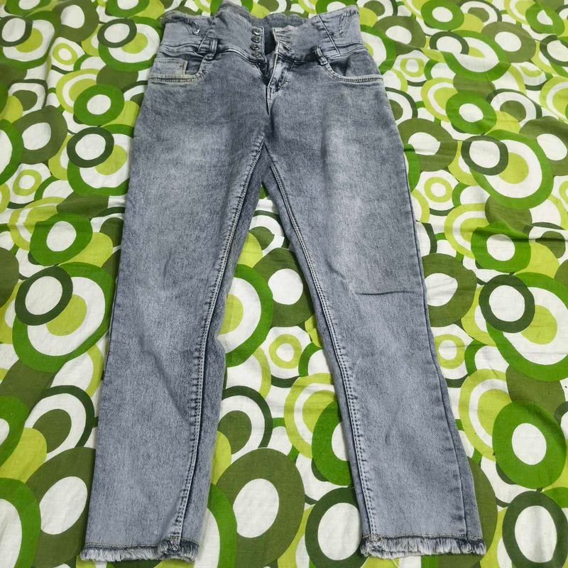 High Waisted Acid Wash Jeans