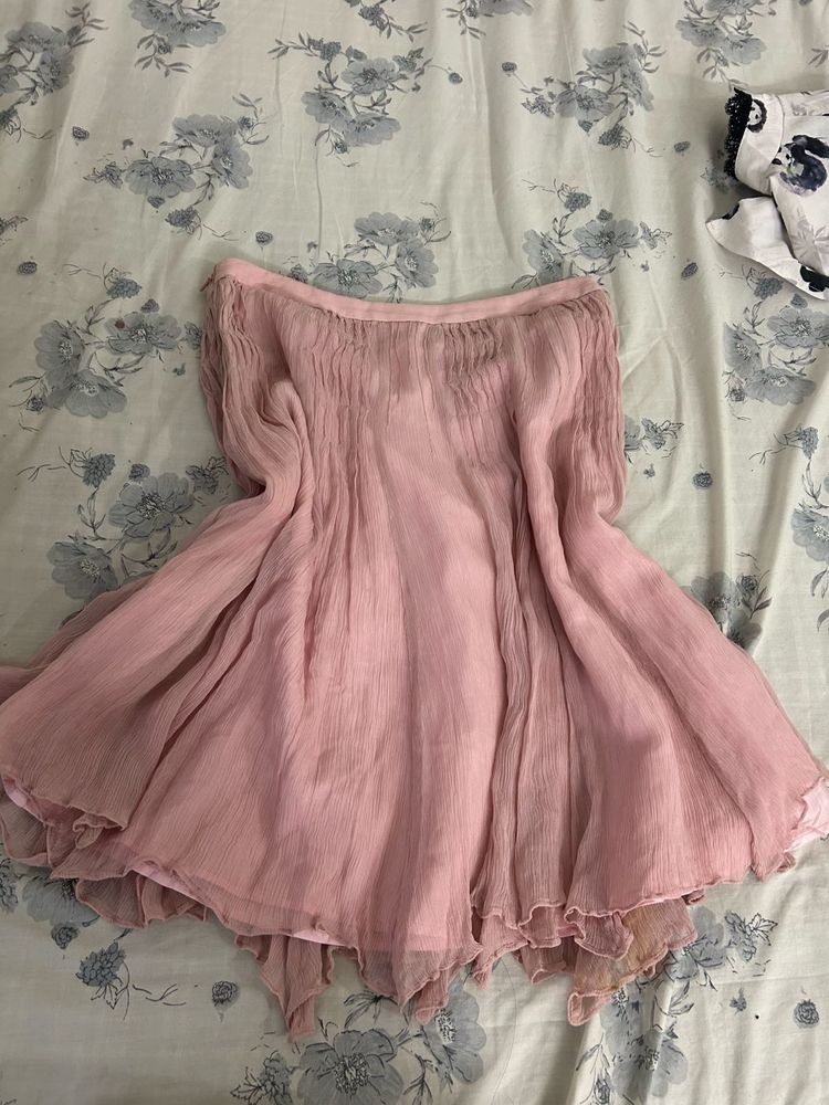 Bohemian Pink Pleated Skirt