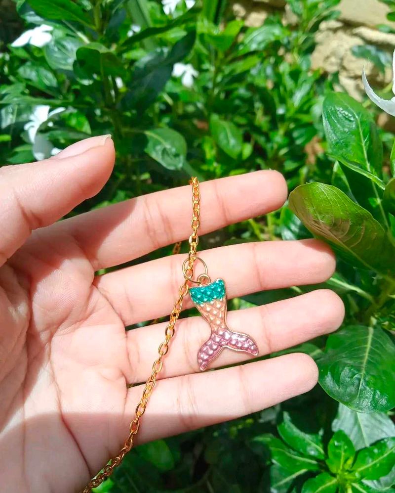 mermaid gold pendant enamel aesthetic