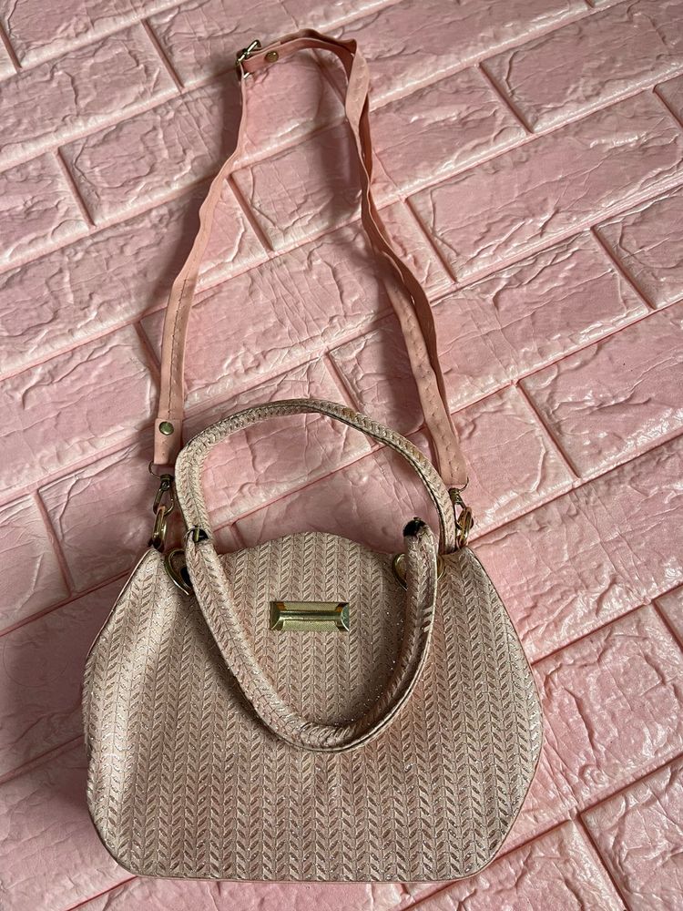 Chic Pink Textured Handbag
