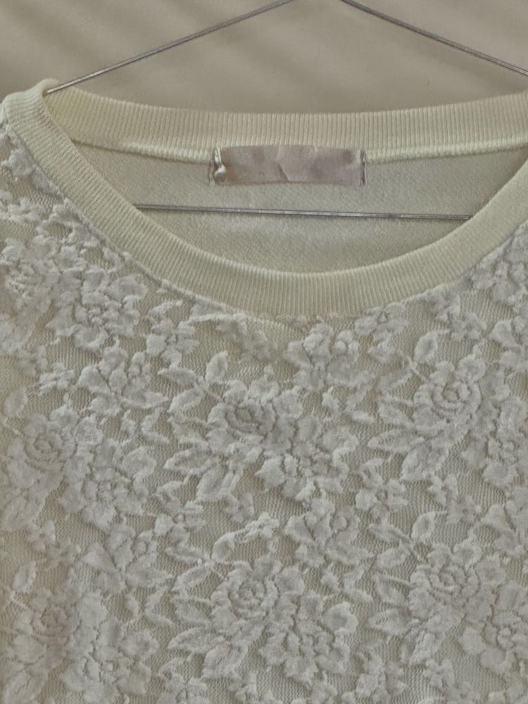 Cream Lace Floral Top