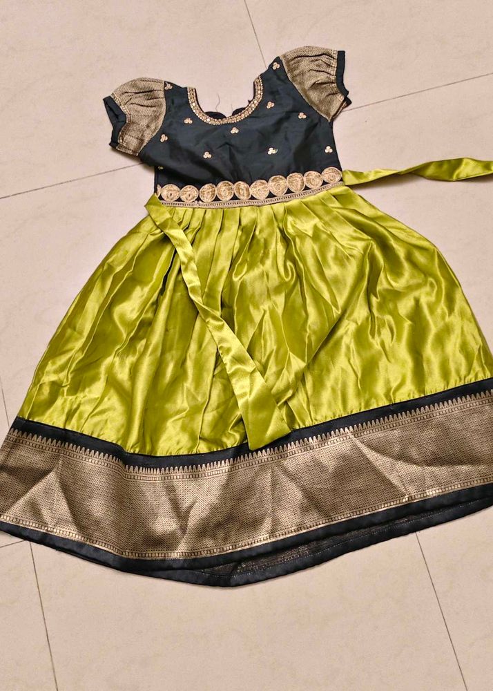 Beautiful Green &amp; black south indian frock/  Ethni
