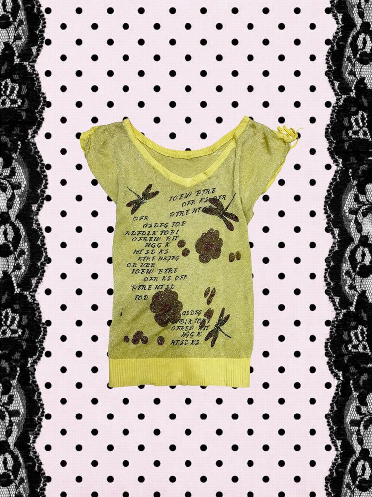 y2k yellow graphic top