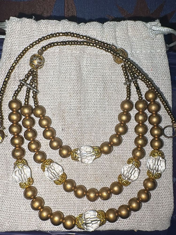 Elegant Gold Layered Beaded Necklace Set