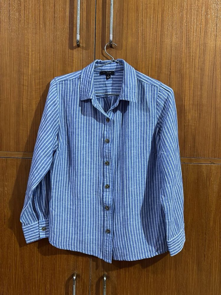 Blue Striped Button-Up Shirt
