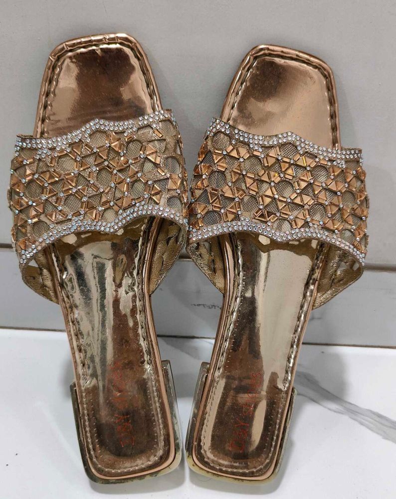 Embellished Rose Gold Slides