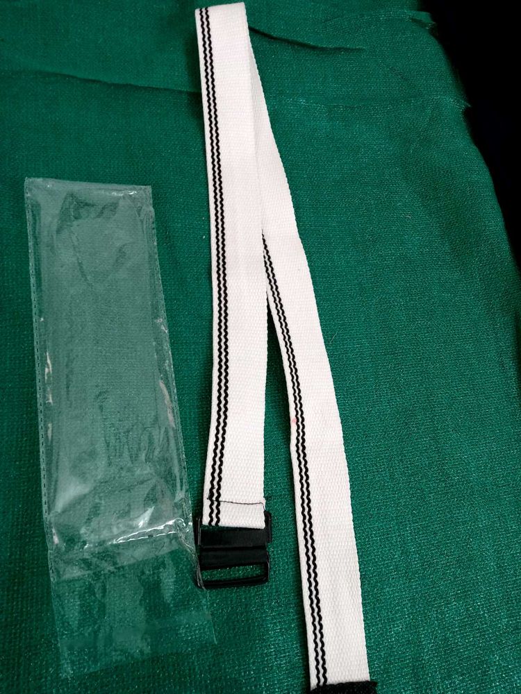 Classic White Web Belt with Black Stripes