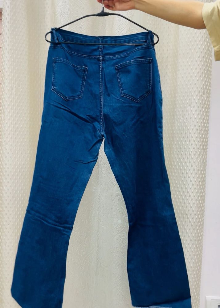 Flared Blue Denim Jeans