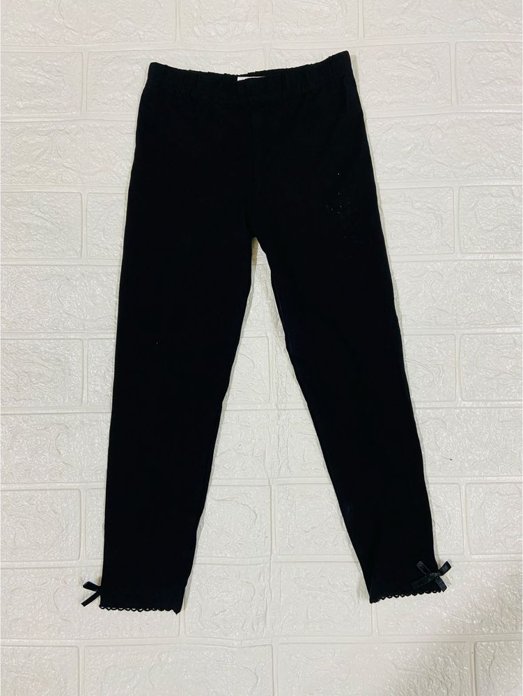 Black Leggings with Bow Detail