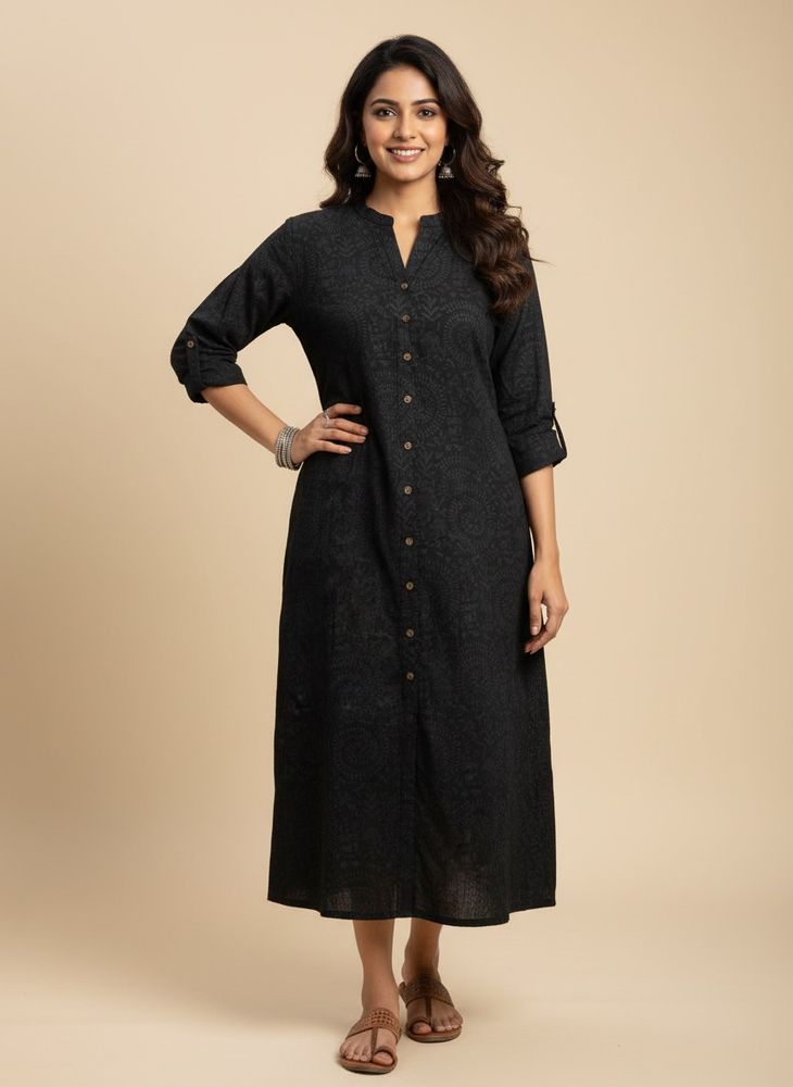 elegant black cotton kurta