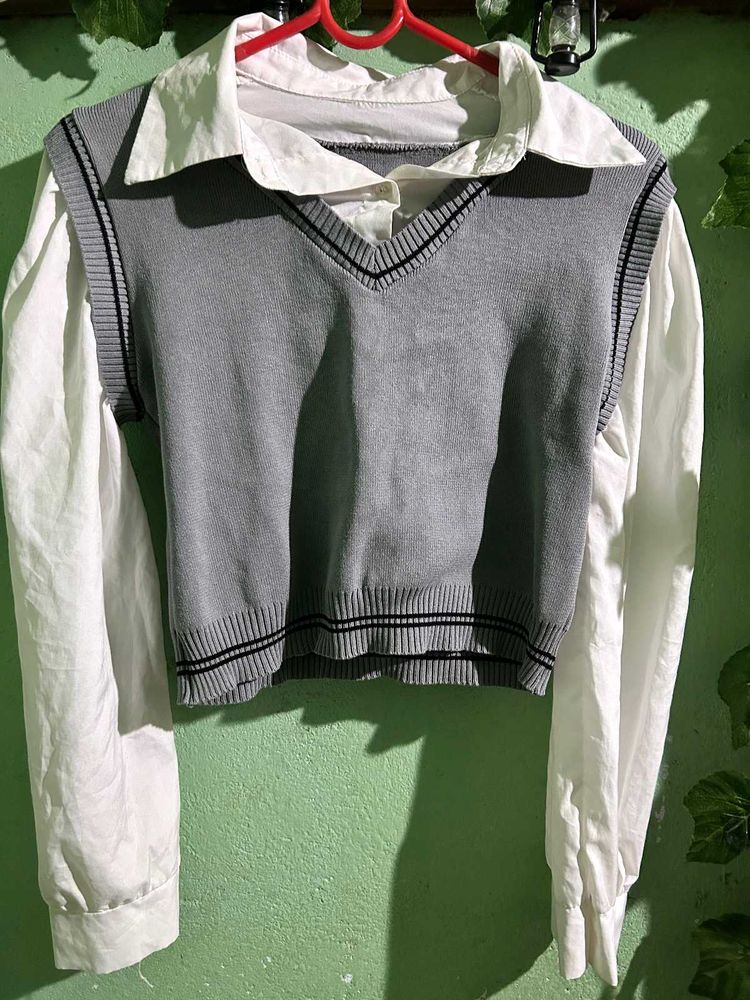 Sweater Vest with Shirt