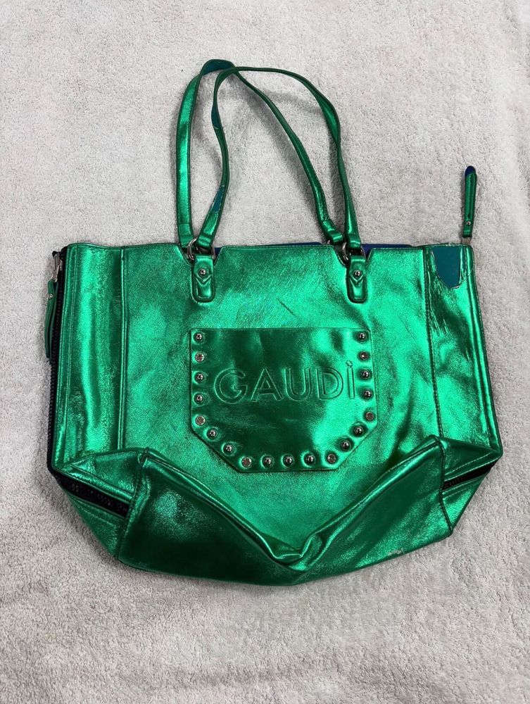Shiny Green "GAUDI" Tote Bag