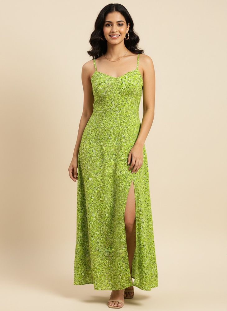 Green Floral Print Sundress
