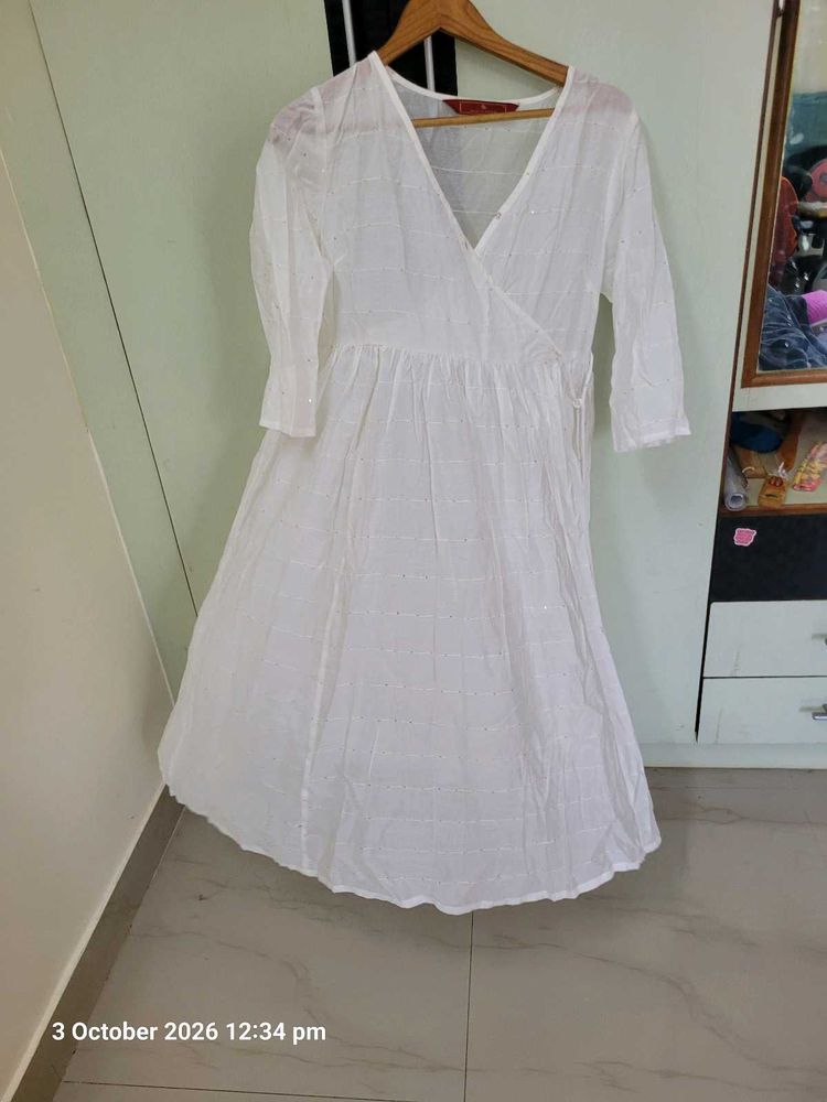 Elegant White Cotton Gown