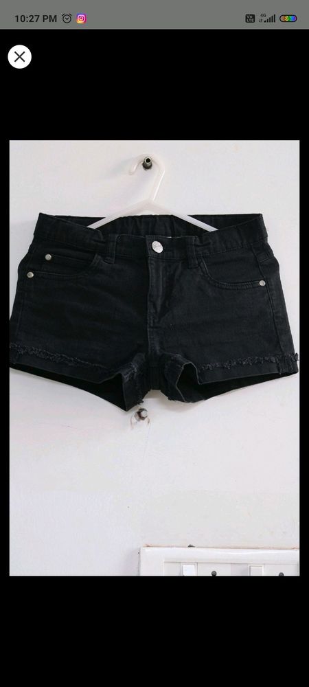 black denim shorts