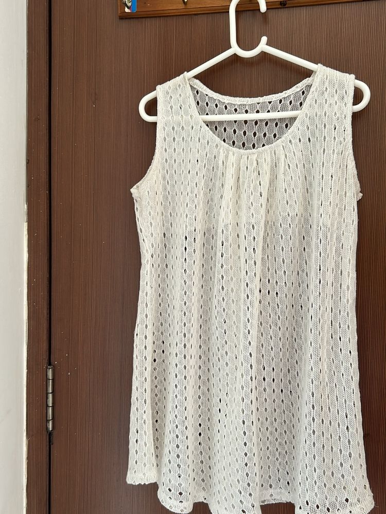 Very Pretty Summery White One Pice Cum Top 2 In 1