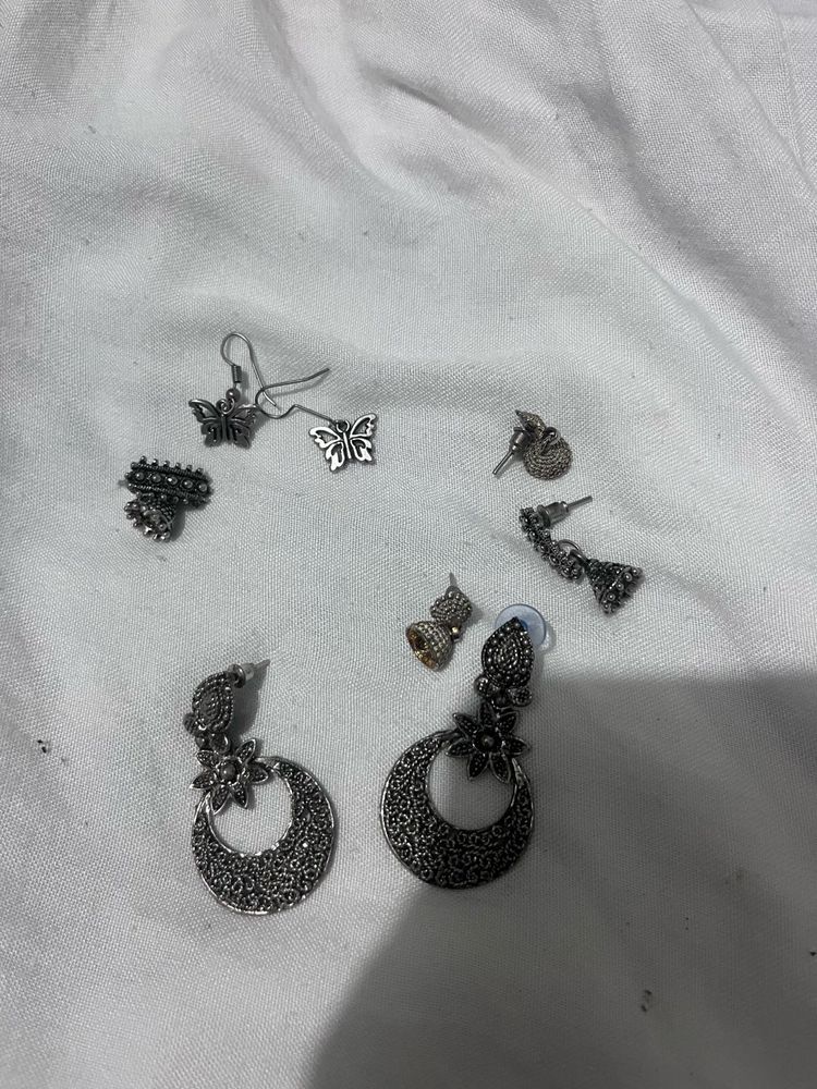 Assorted Silver Tone Earrings Set
