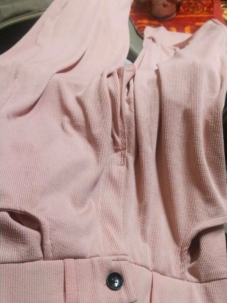 Soft Pink Ribbed Jumpsuit