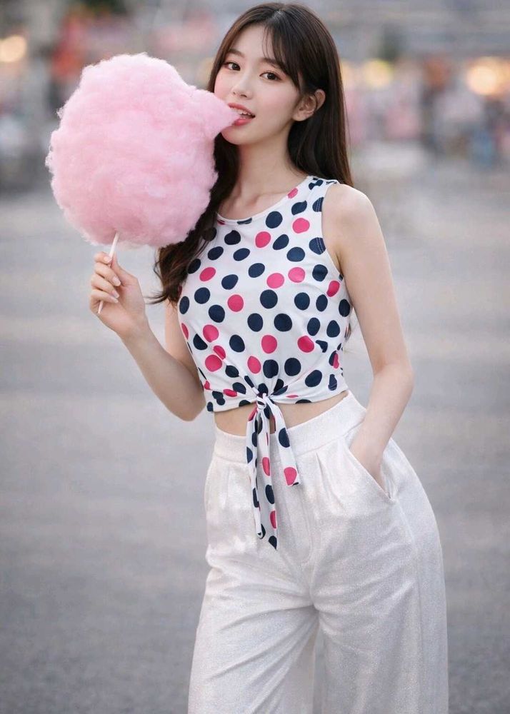 Cute Polka Dot Sleeveless Top