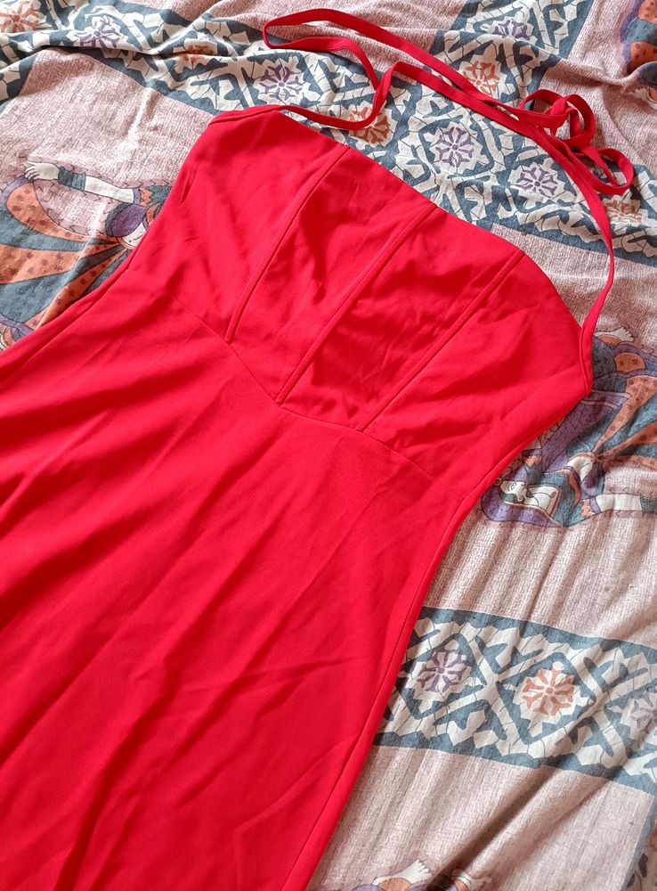 NEWME Halter Neck Corset Midi Dress