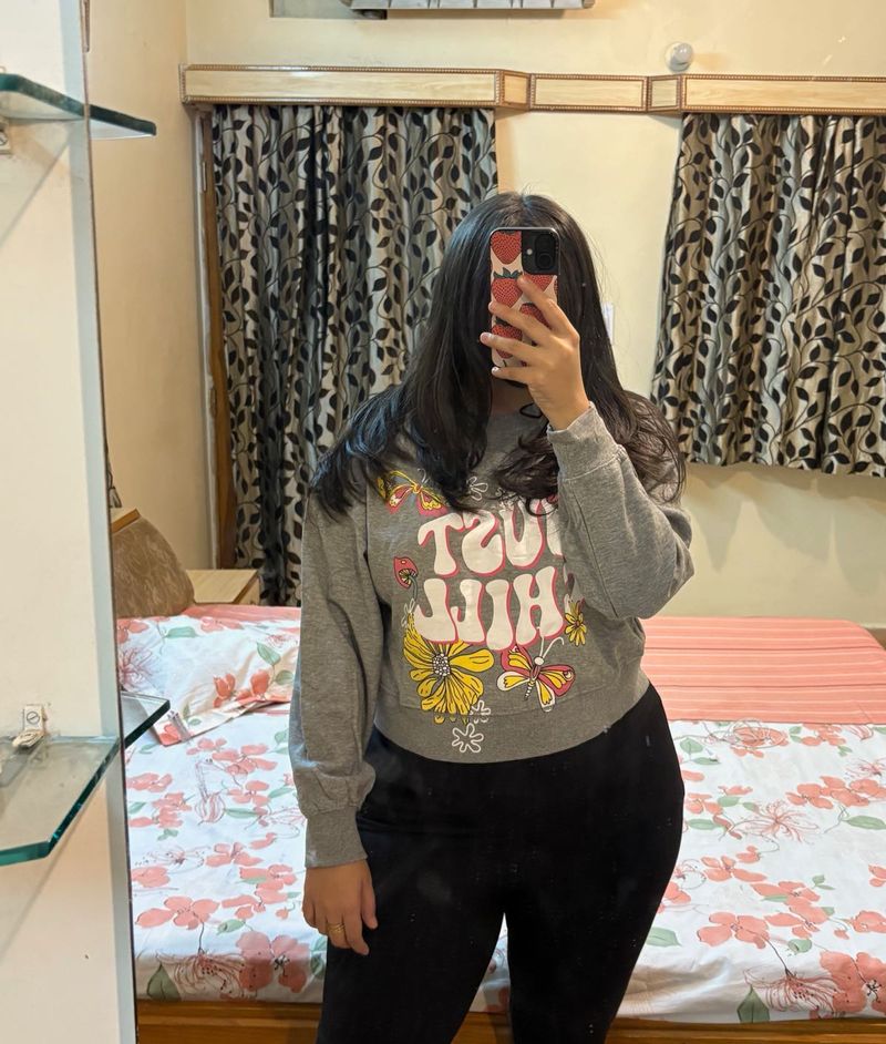 Grey "Just Chill" Graphic Sweatshirt