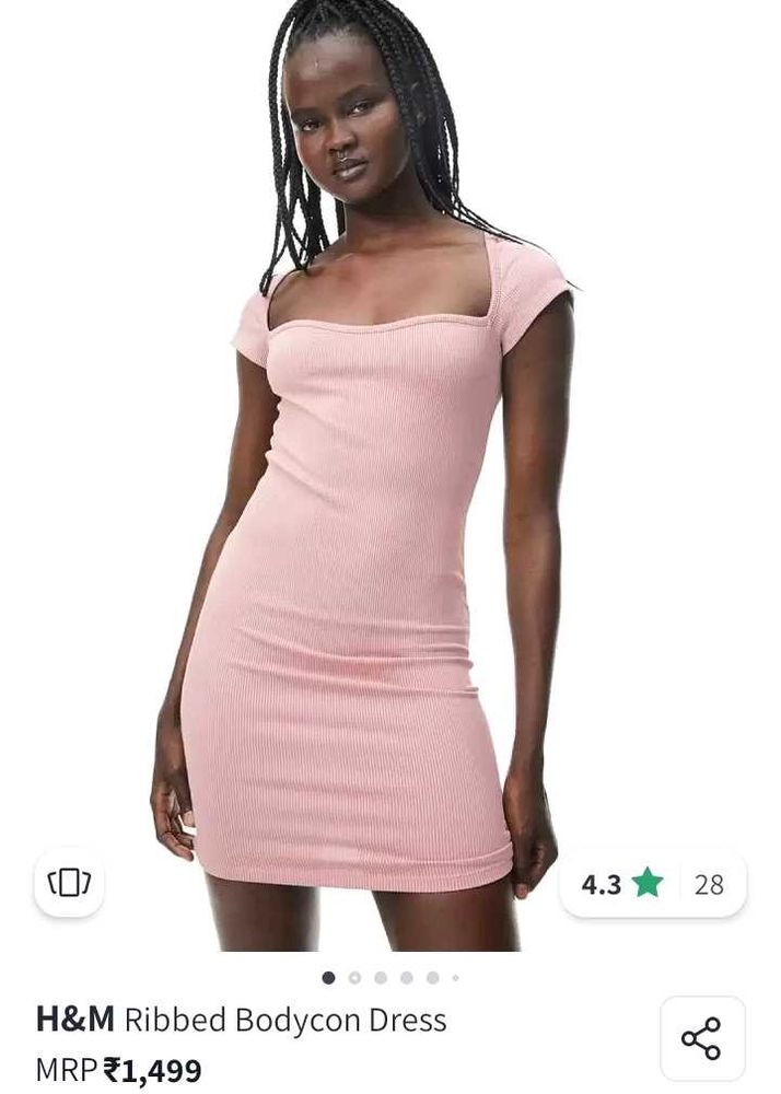 Last Drop H&amp;M Pink Ribbed Bodycon Dress