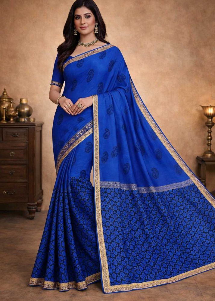 🇳🇿💫🎀Elegant Blue Paisley Saree